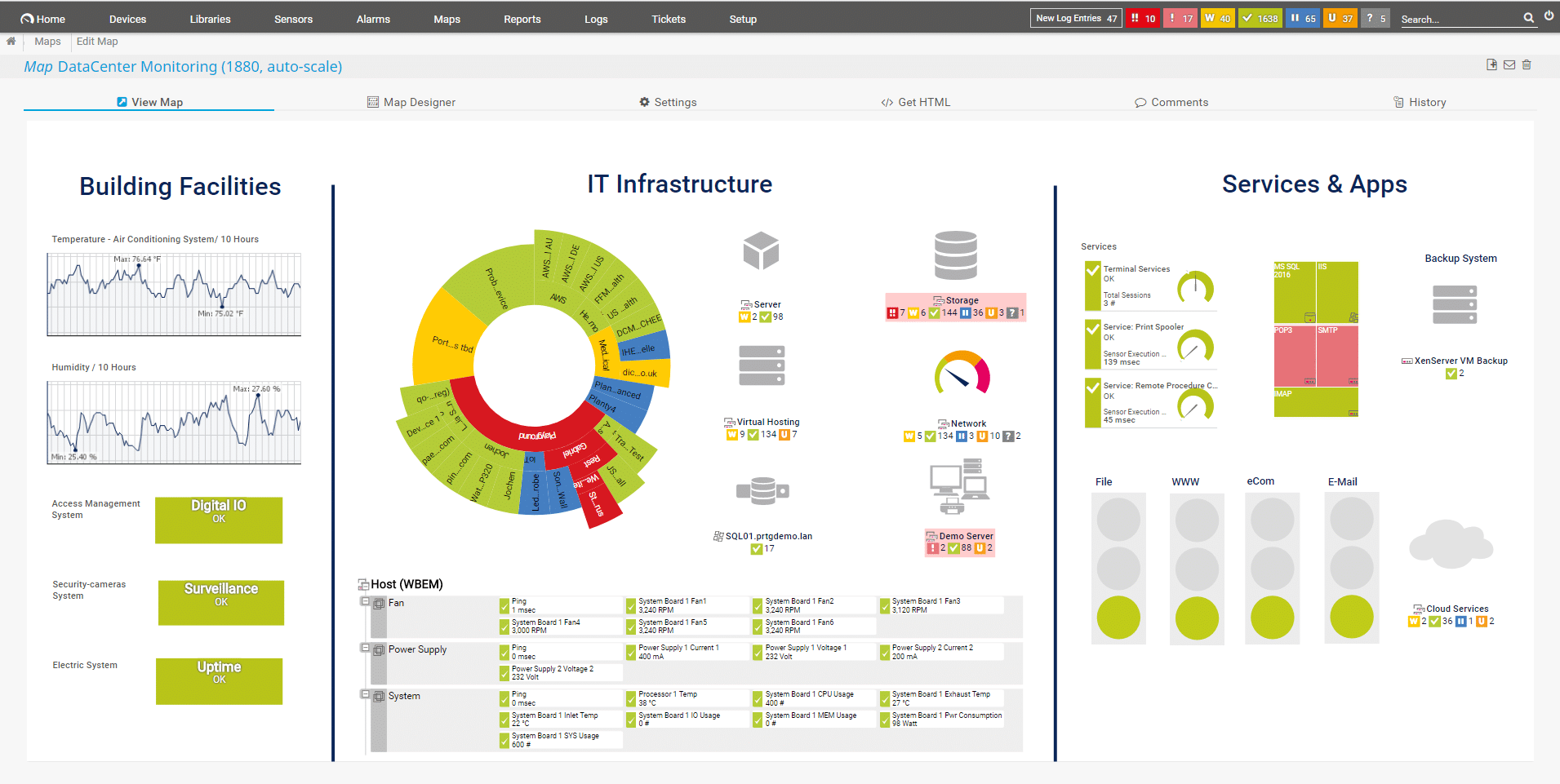 Mit PRTG-Maps individuelle Dashboards erstellen